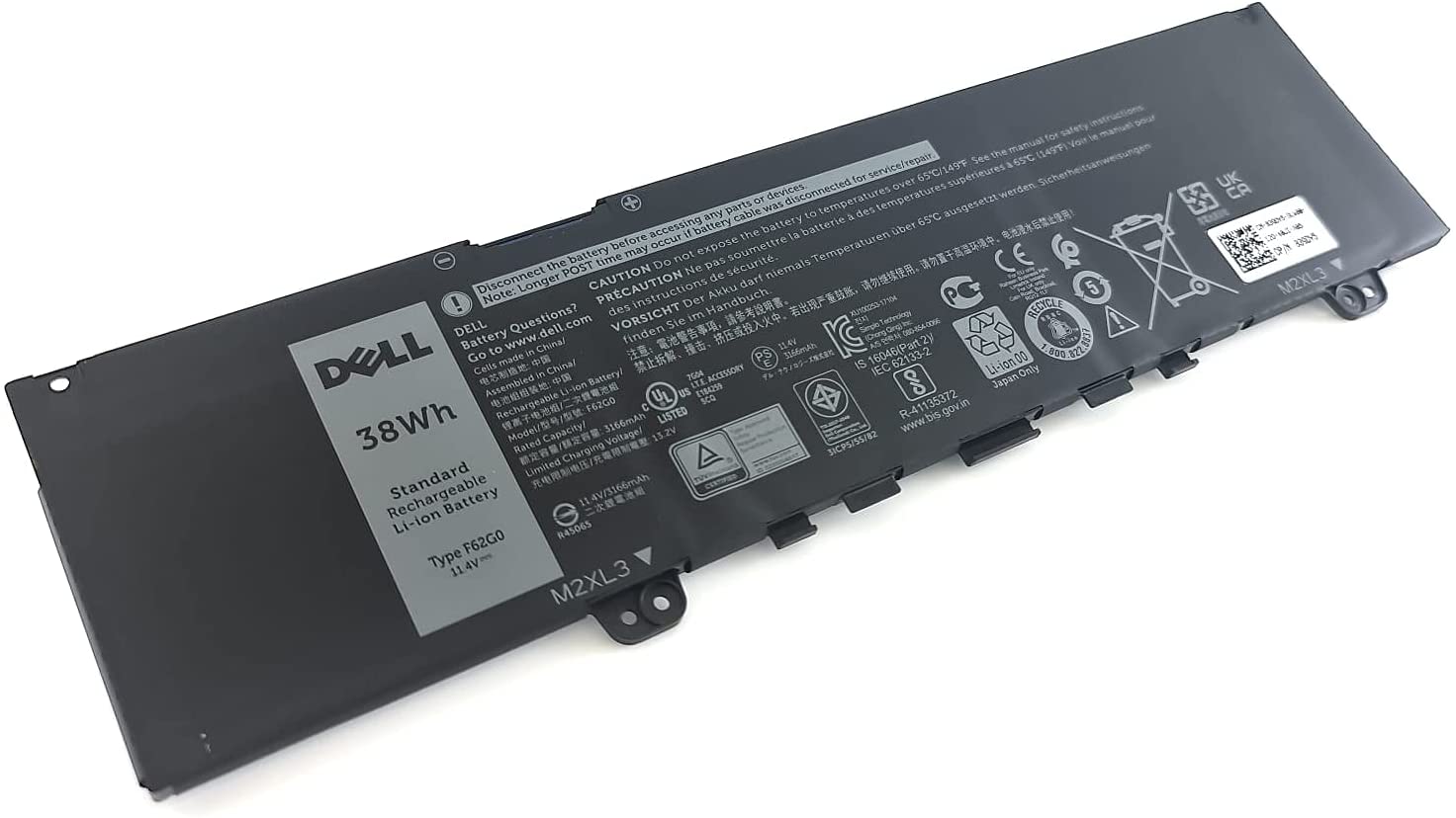 F62G0 F62G0 Dell Inspiron 13 7000 7373 7386 7370 7380 5370 Series Laptop 3 Cell 38Wh Battery P/N : RPJC3 39DY5 039DY5 0RPJC3 - Image 1